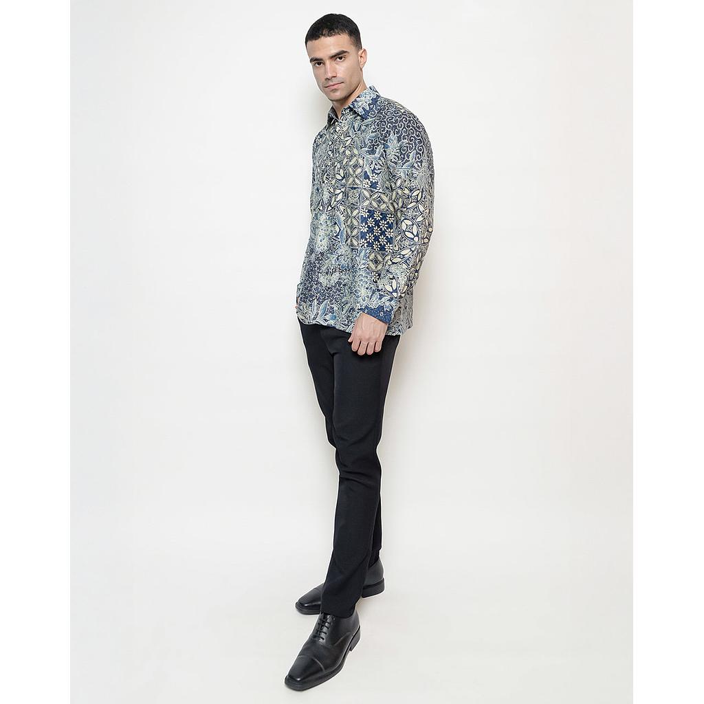 Hand-Drawn Batik Shirt With Buket Lereng Seling Tambal Kawung Pattern