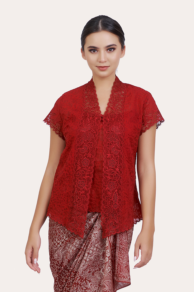 Short Sleeve Embossed Batik Kebaya