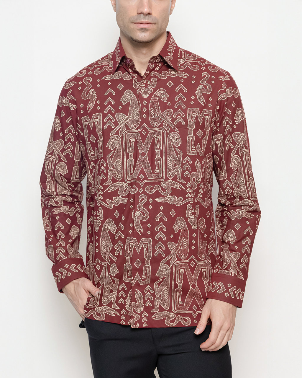 Hand-Drawn Batik Shirt With Papua Orang Pattern